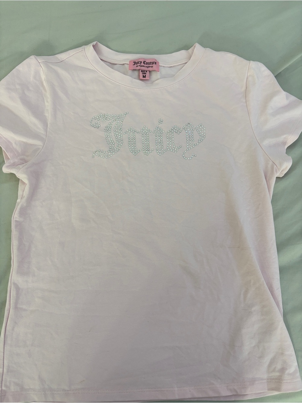 Juicy Couture Light Pink Jeweled Logo Tee